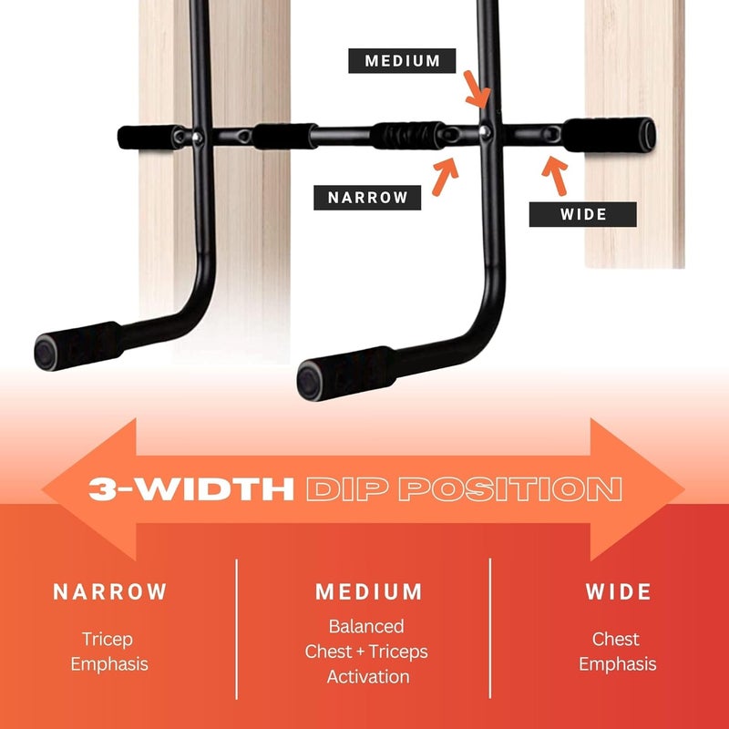 JACKAL Folding Door Pullup Bar and Dip Bar Station - NO WOBBLE, Home Gym, Easy Storage, Power Tower Dip Station and Pull-up Bar for Doorway, Collapsible Dip Station, No Door Damage, High Weight Capacity, Foldable Bodyweight Workout Station - Image 3
